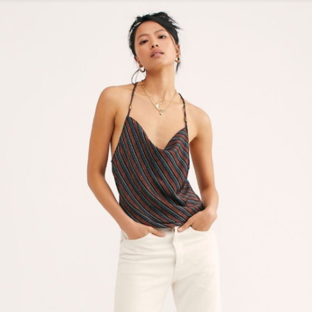 NWT Free People Stevie Cowl Tank Collegiate Blue